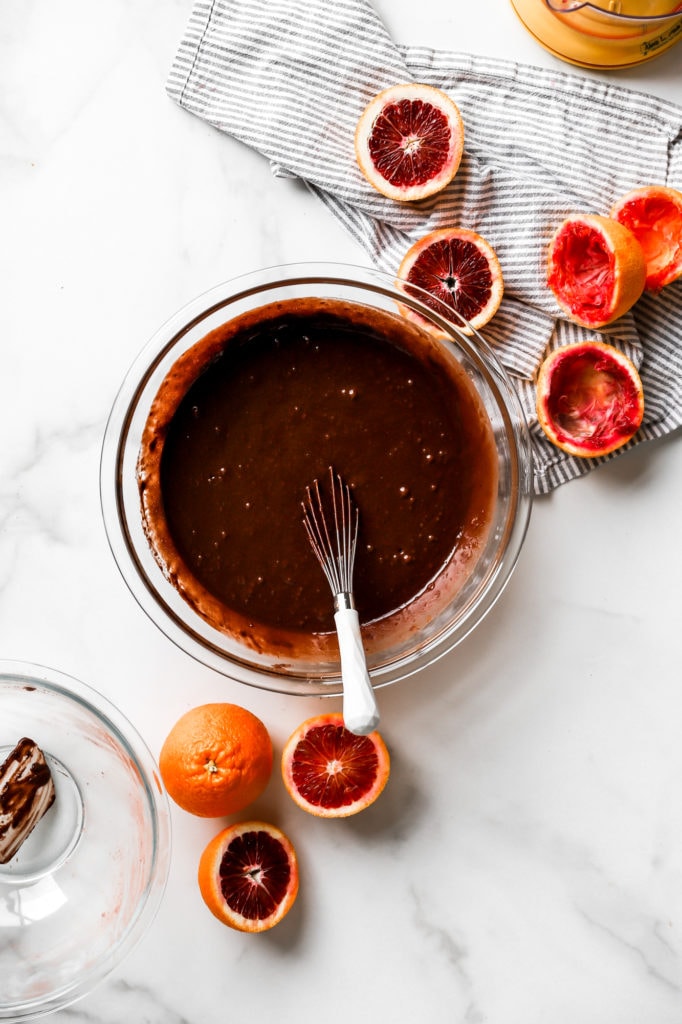 dark chocolate cake batter