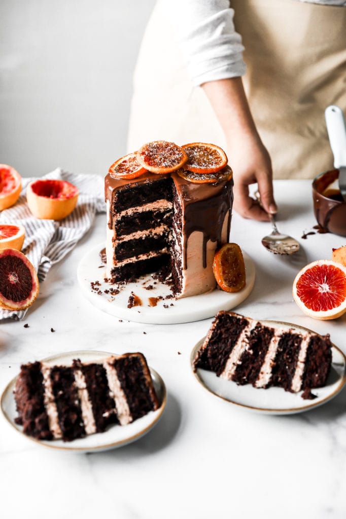 dark chocolate blood orange cake
