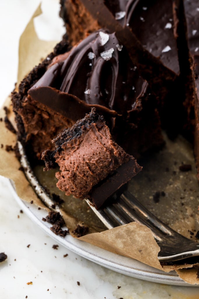 bite of cheesecake on a fork