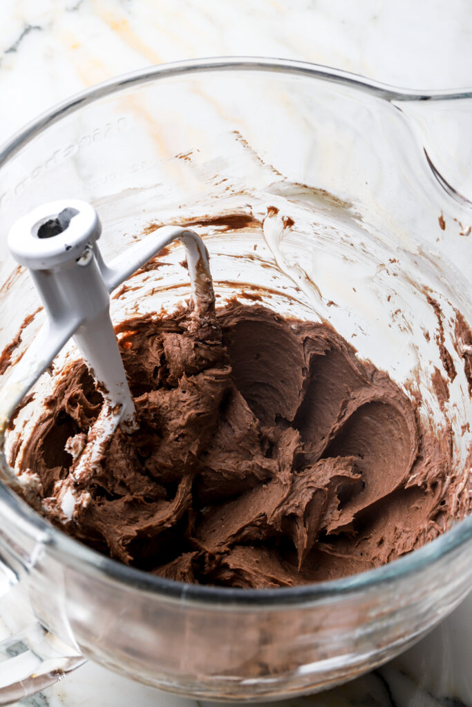 cream cheese, sugar and cocoa powder creamed together