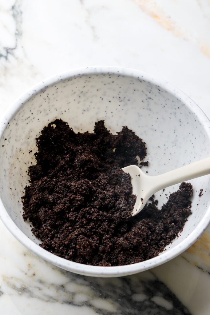 crushed oreos mixed with melted butter