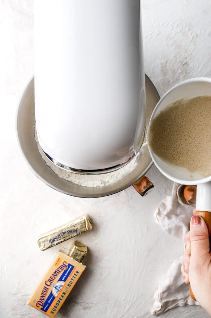 mixer on low, combine milk mixture with flour mixture