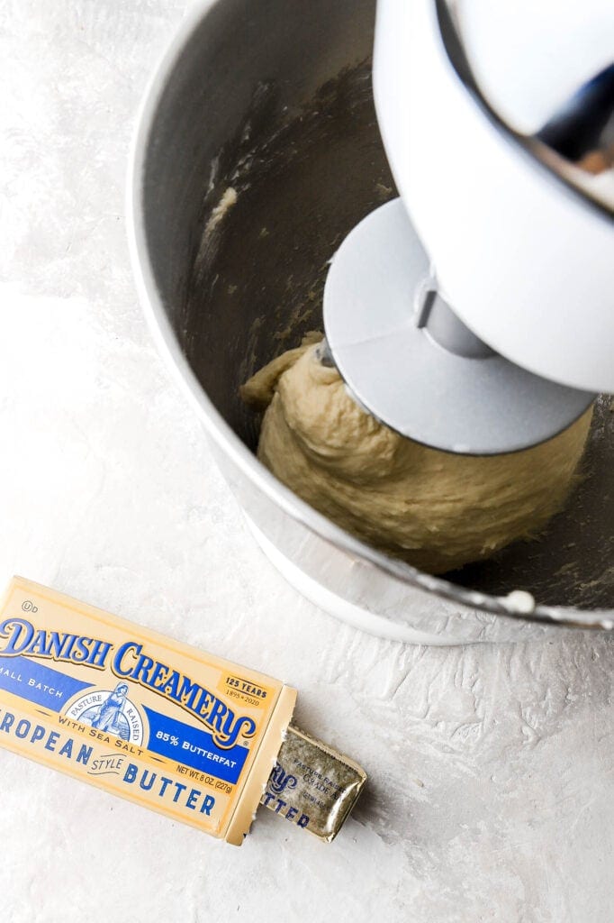 dough is smooth and elastic, doesn't stick to the edge of the bowl