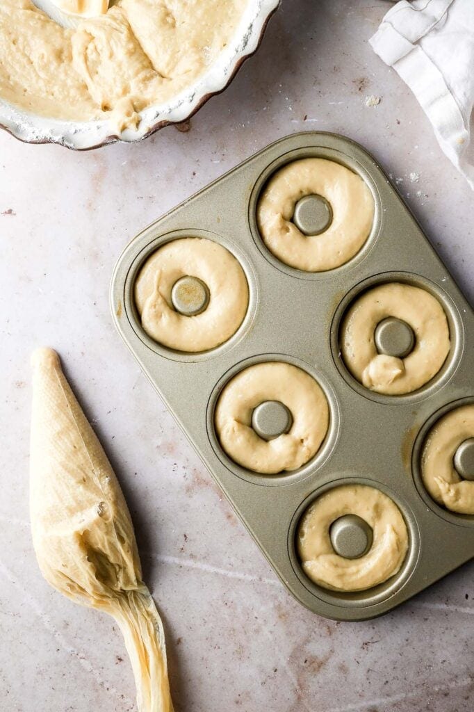 pipe into donut molds