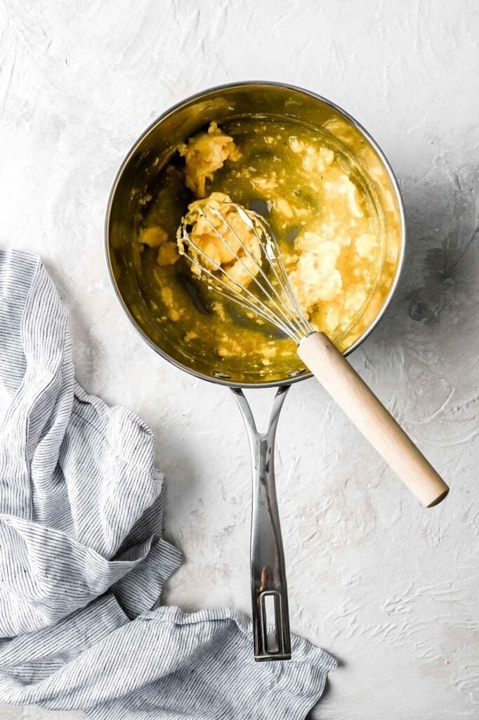 whisk over low heat, it'll look chunky