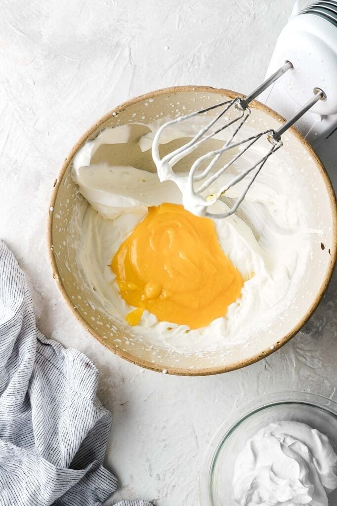 add cooled custard and mix