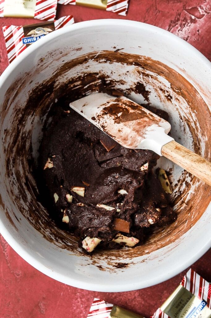 fold in chopped peppermint bark