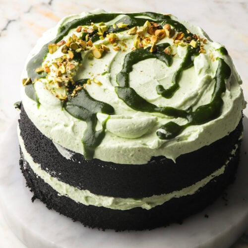 two layer chocolate pistachio cake