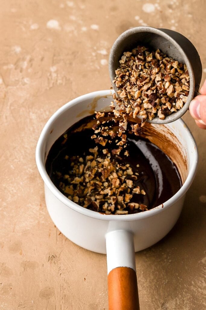 pour in the chopped pecans