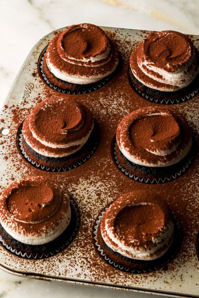 cupcakes dusted with cocoa powder