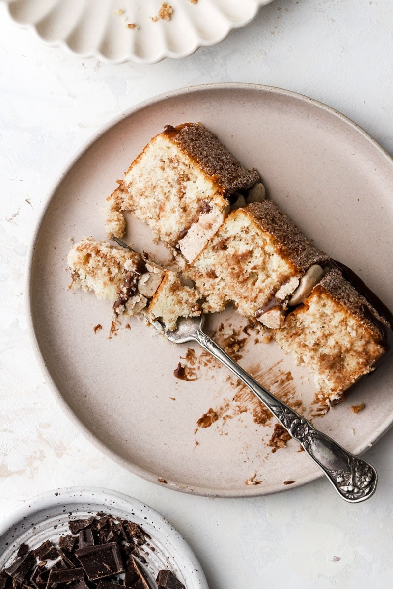 slice of cake with bite taken out