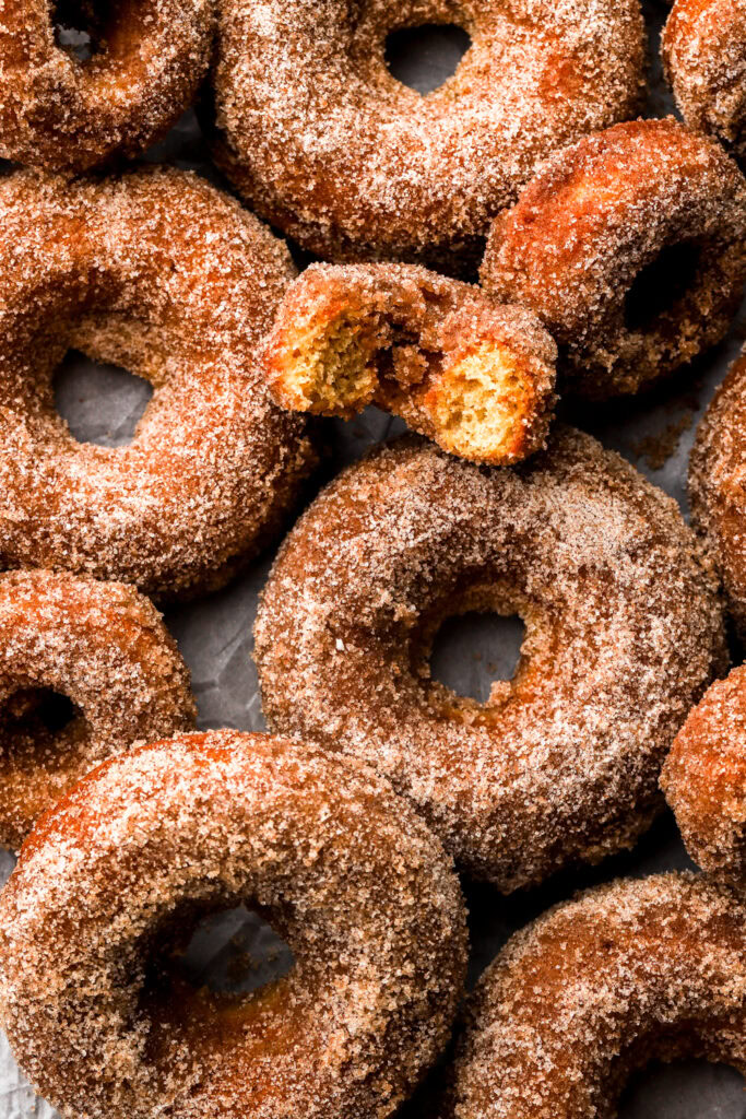 bite taken out of a mini donut