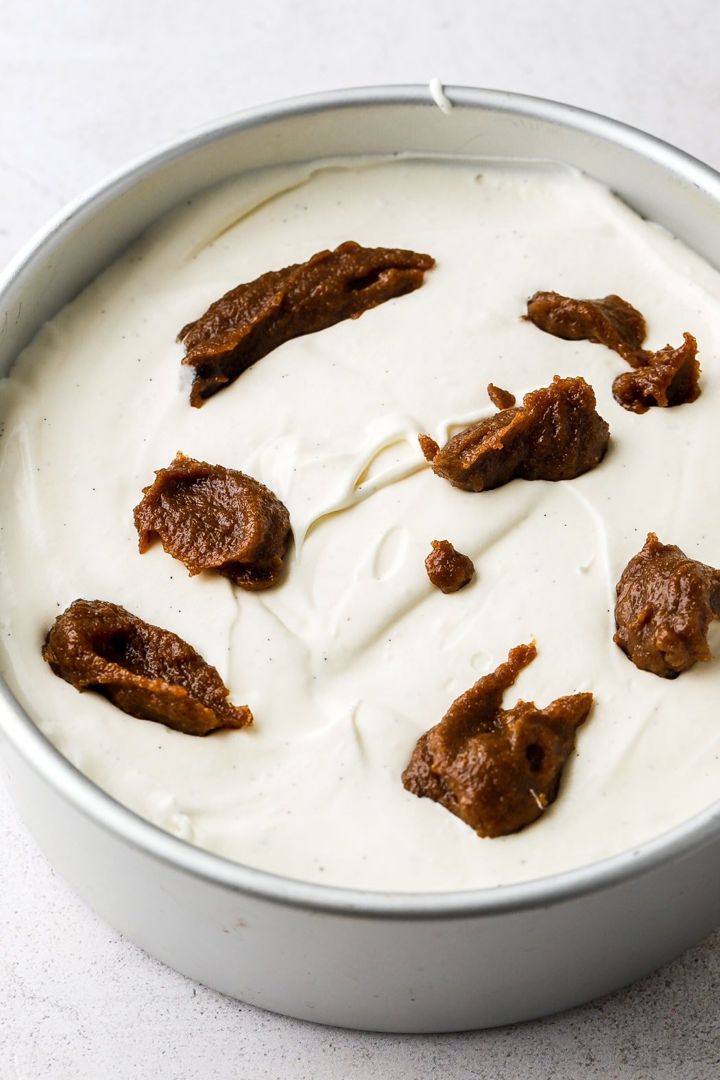place blobs of filling on top of the ice cream