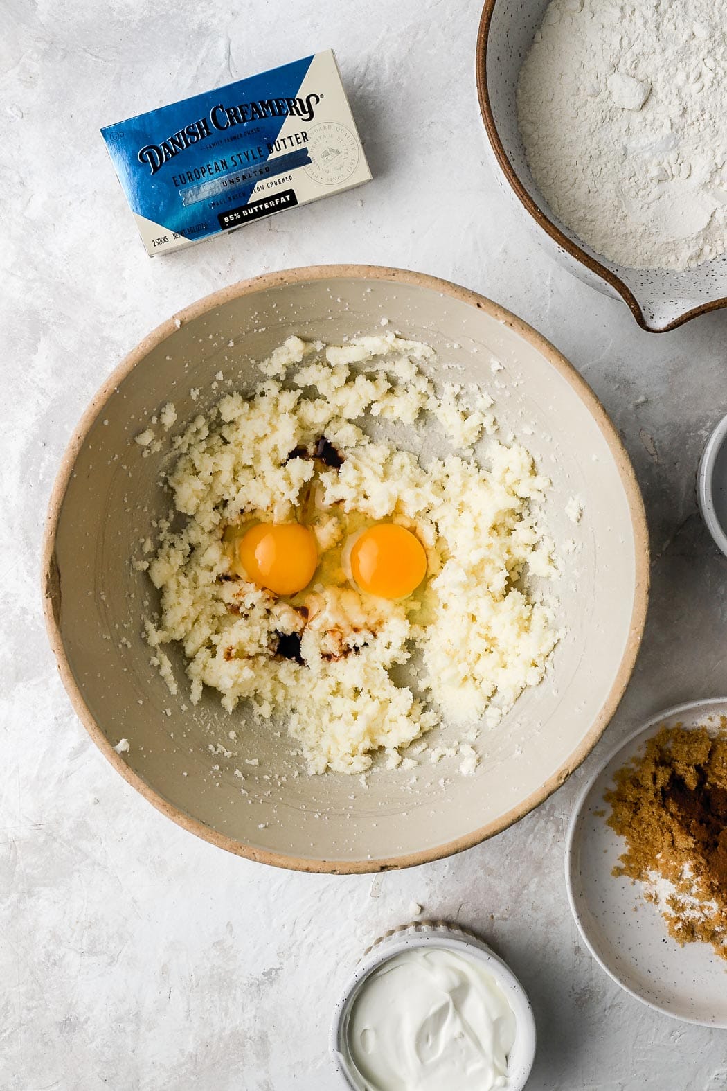 add the eggs and vanilla and beat until it's completely smooth