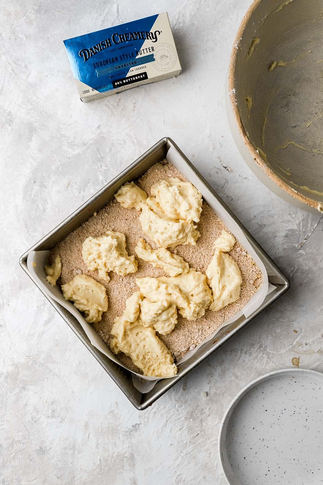 spread the cinnamon sugar filling and then the other half of the batter on top