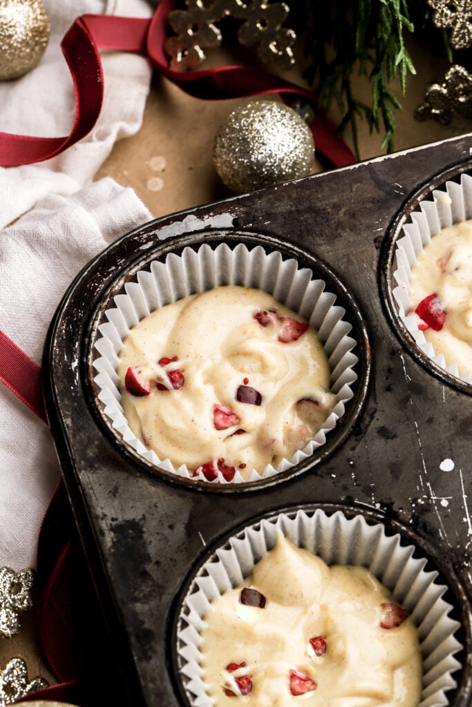 cranberry chunk batter before baking