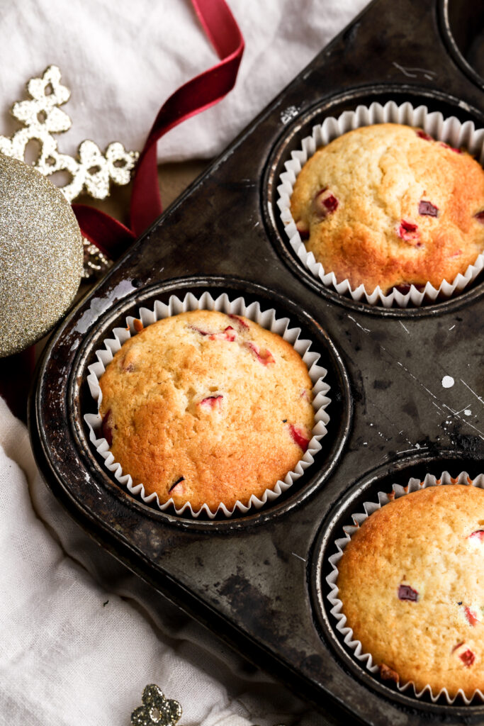 cranberry chunk cupcake after baking