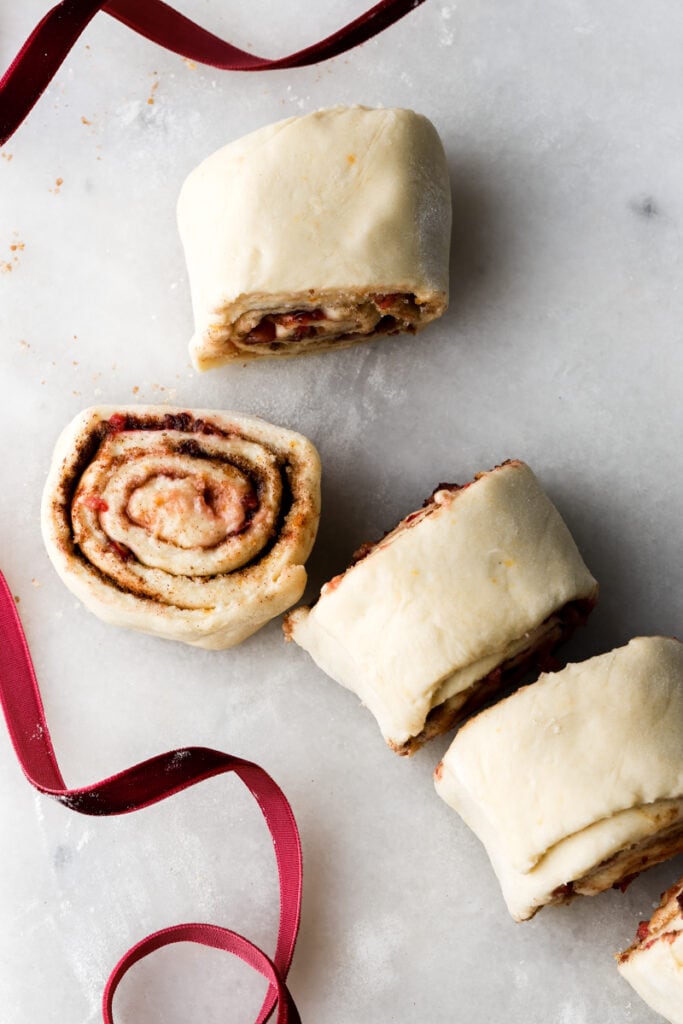 cranberry rolls sliced