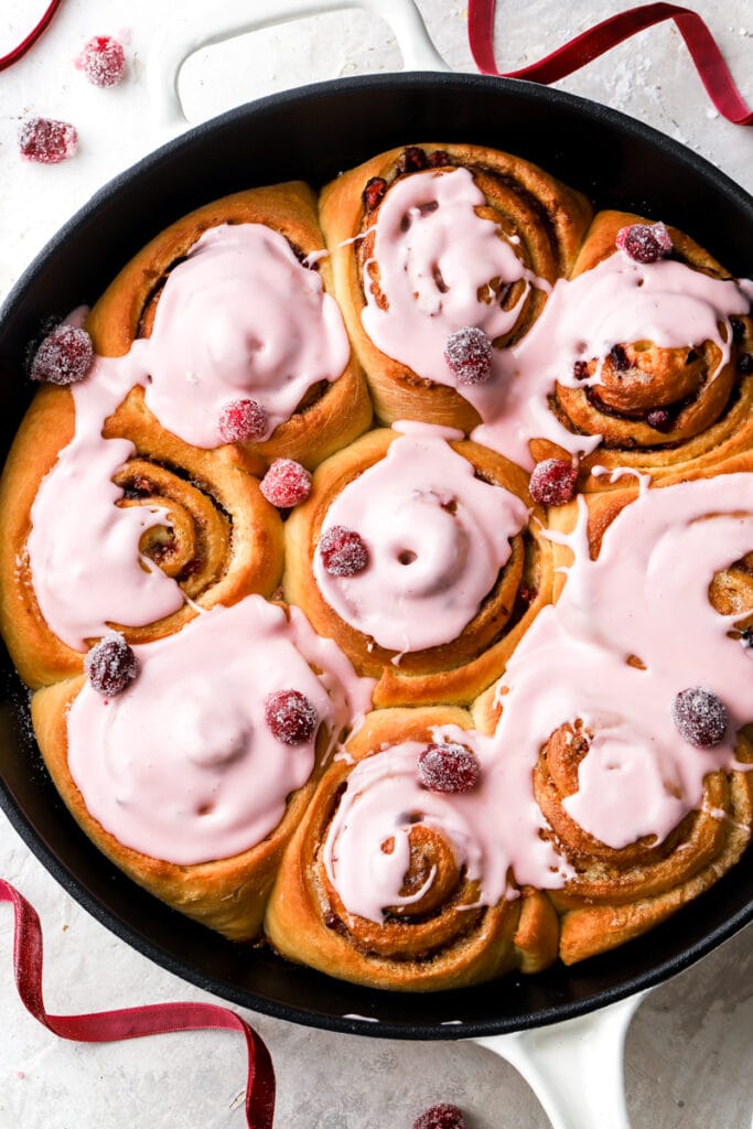 finished cranberry orange cinnamon rolls