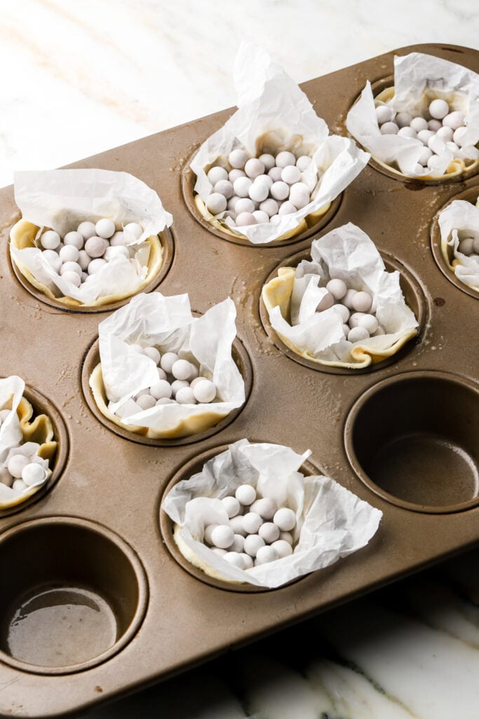 puff pastry filled with pie weights