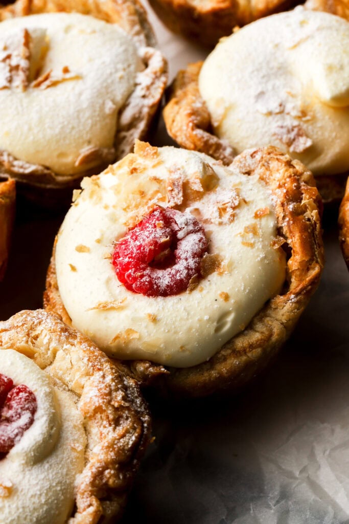 puff pastry finished baking with raspberry