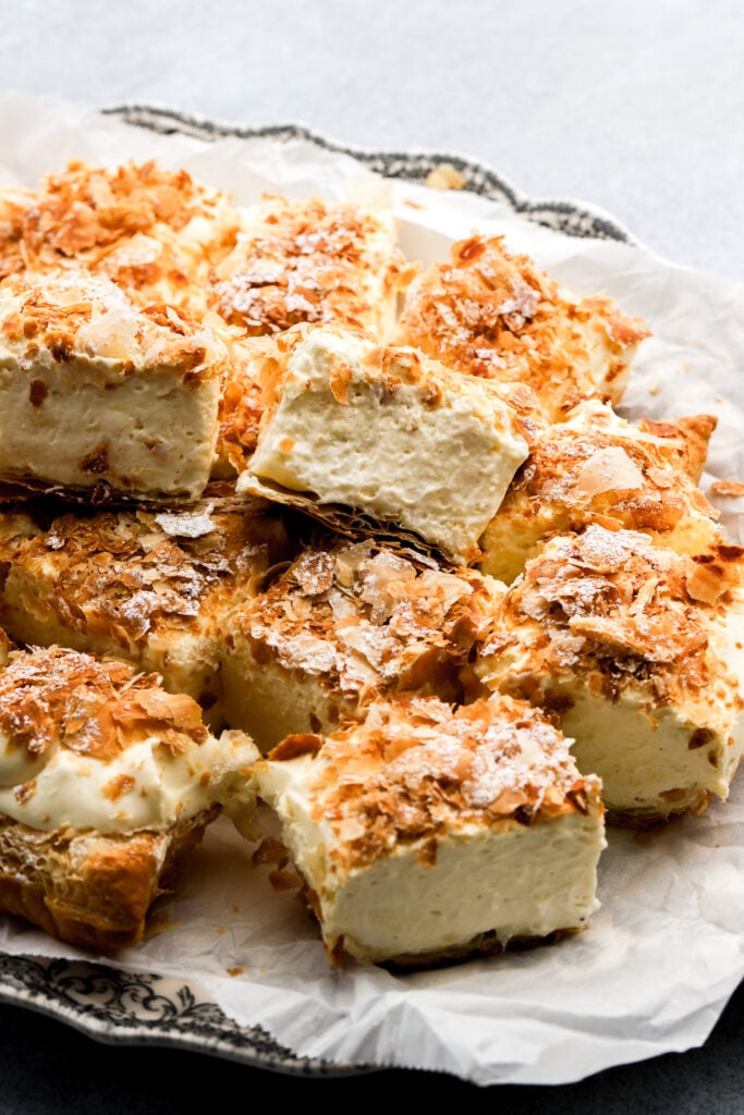 crèmeschnitte on a plate