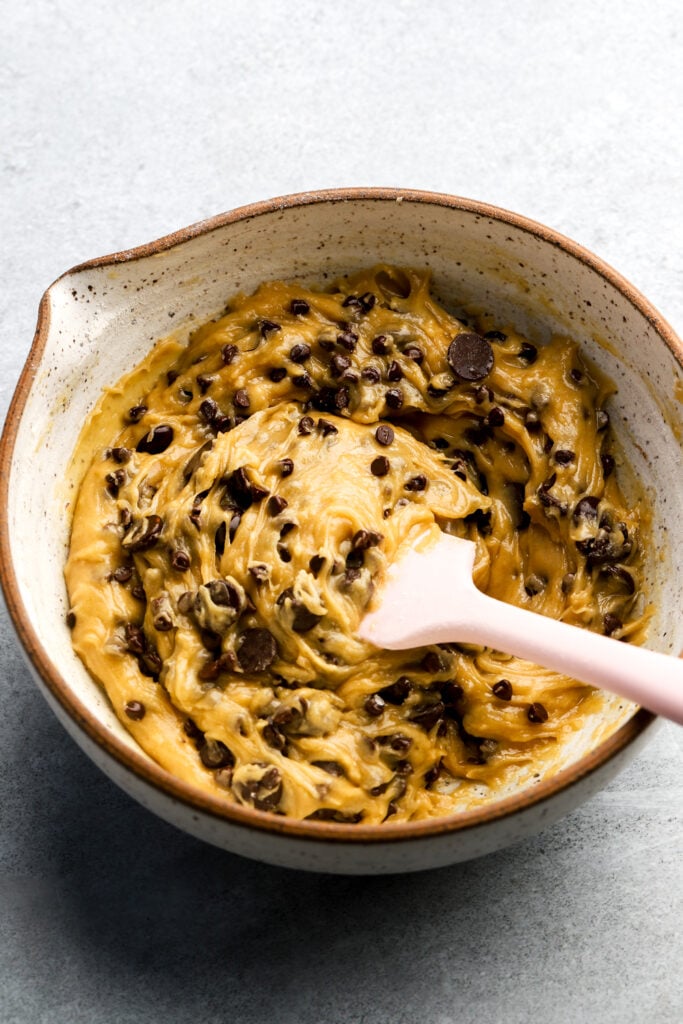 cookie dough with chocolate chips folded in