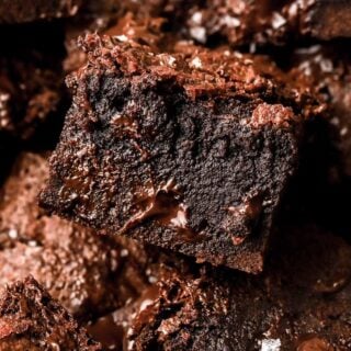 fudgey brownies with dark chocolate puddles