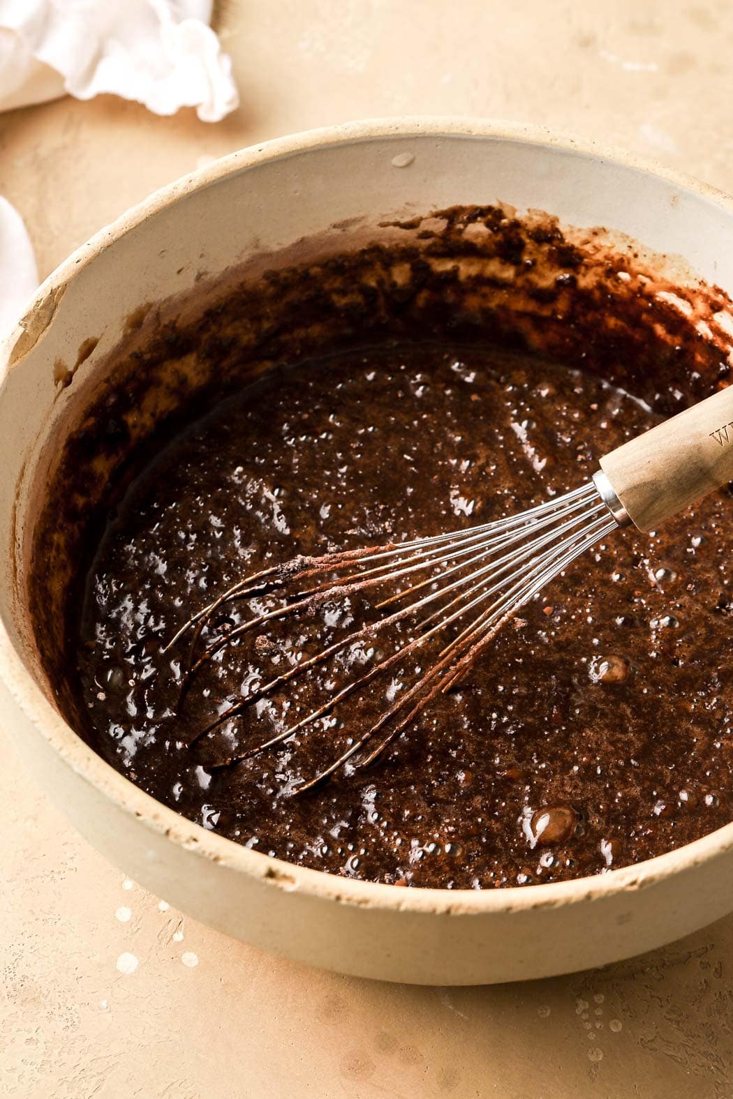 combine the two mixtures and add the dry ingredients