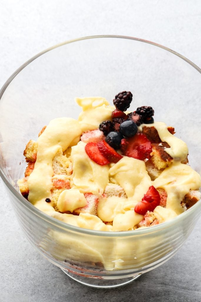 trifle layered with pastry cream