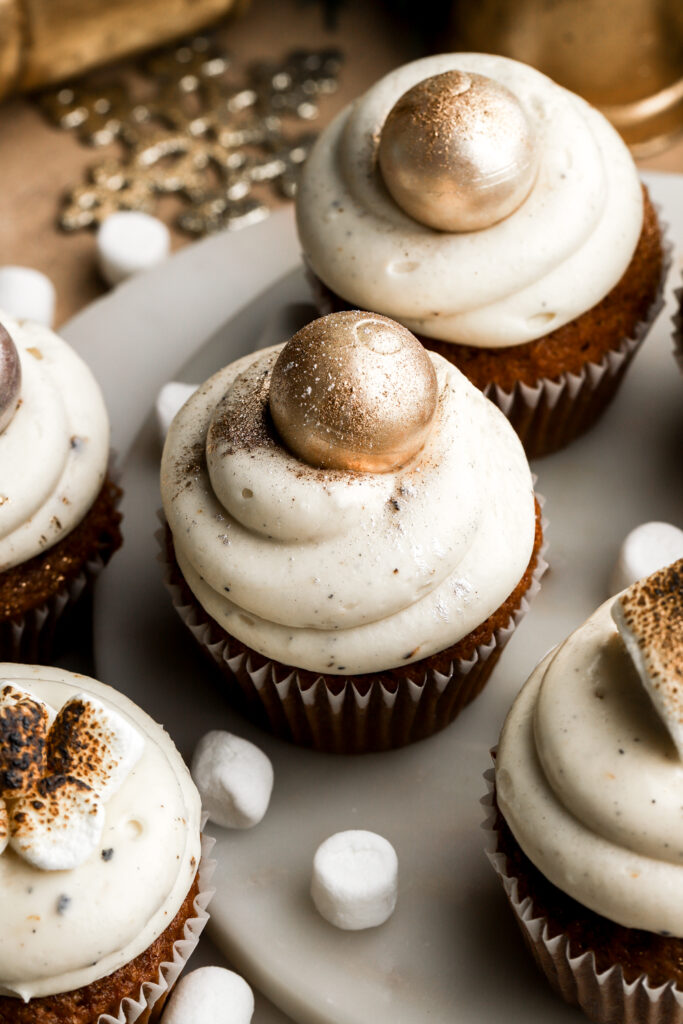 cupcake decorated with a gold truffle
