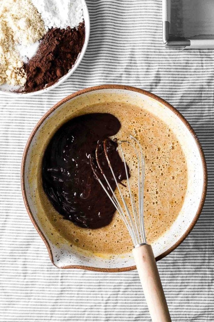 add melted butter and chocolate