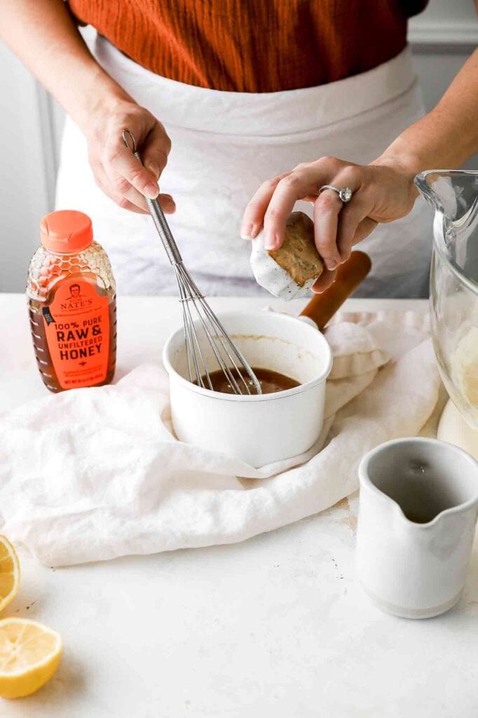 add baking soda to hot honey