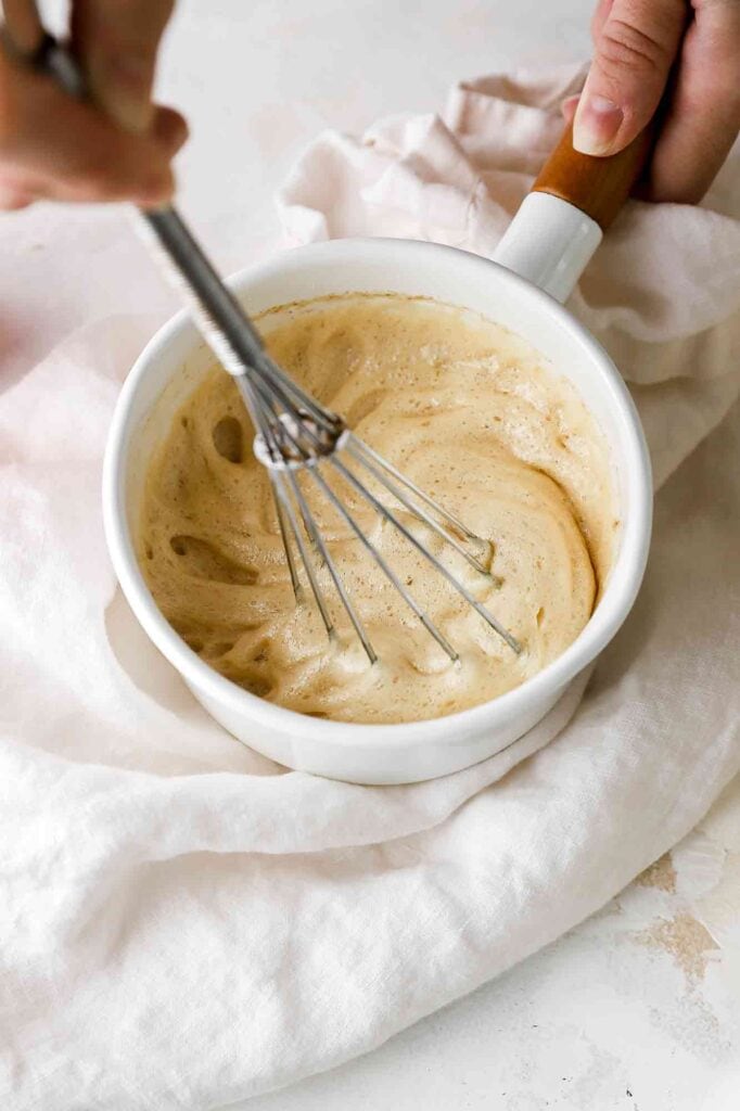 whisk honey and baking soda