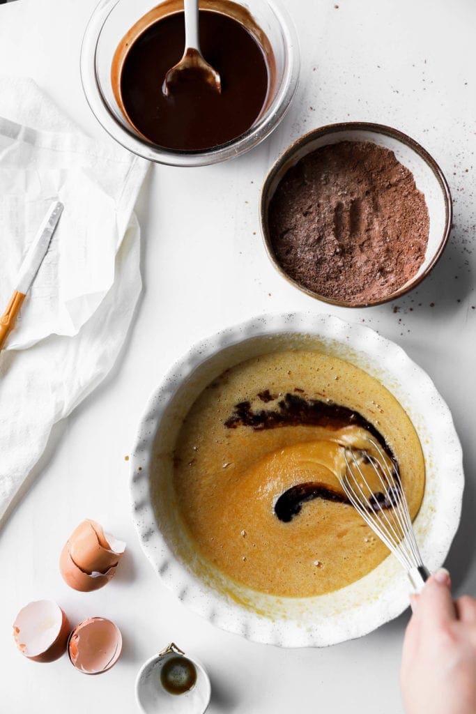 whisk in vanilla extract to eggs and sugar