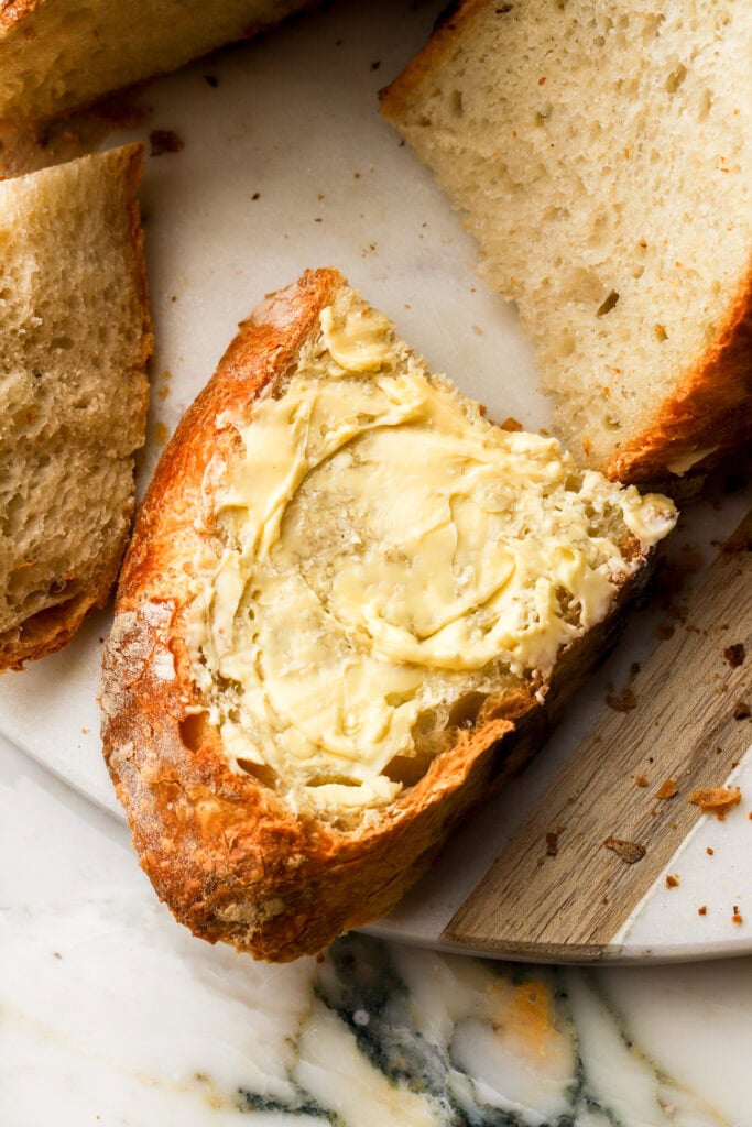 Slice of italian bread with butter