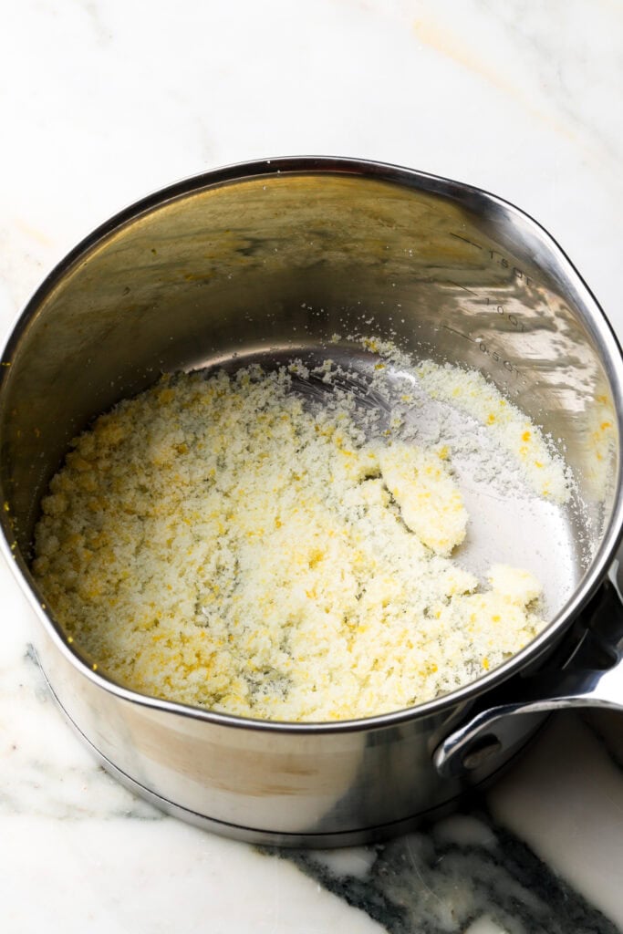 lemon zest and sugar rubbed together