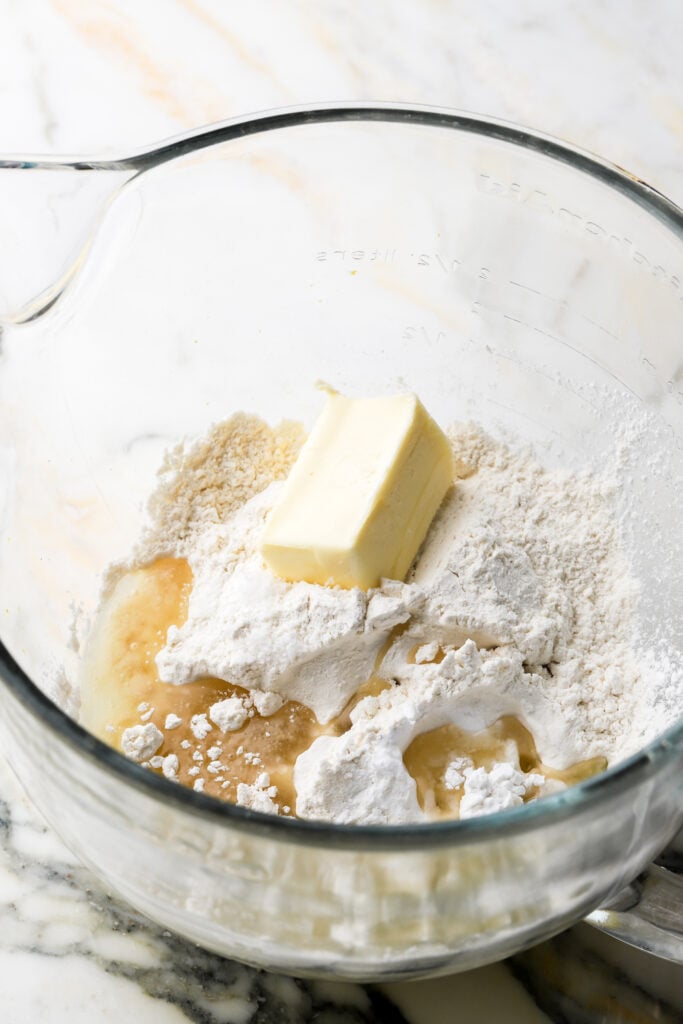 dry ingredients, butter and oil