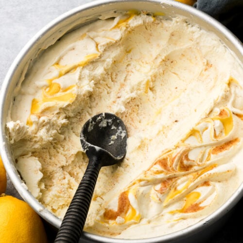 ice cream with two scoop of ice cream removed