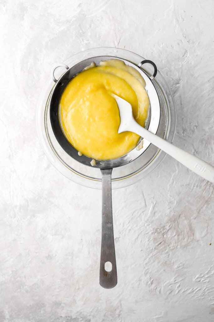 push lemon curd through a sieve