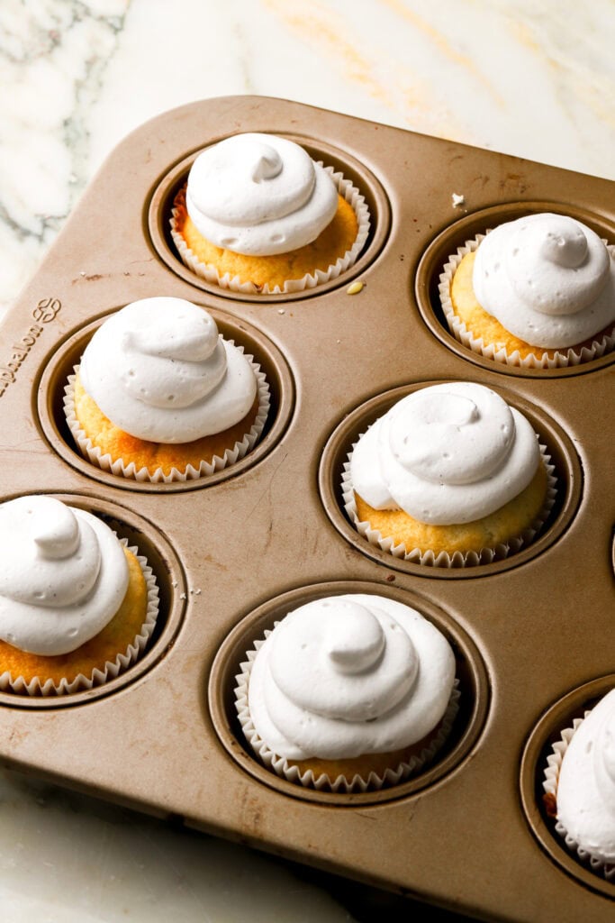 cupcakes frosted with meringue