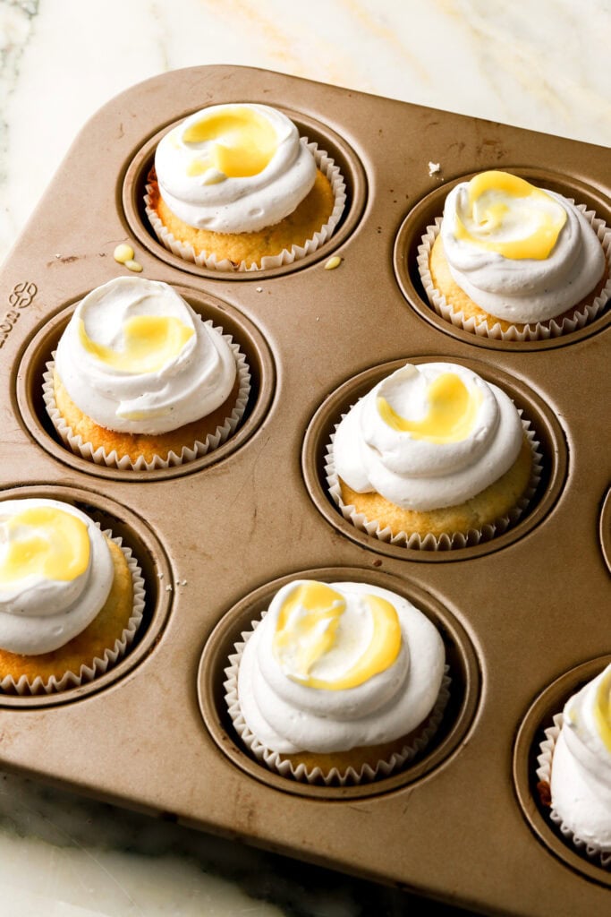 meringue swirled with lemon curd