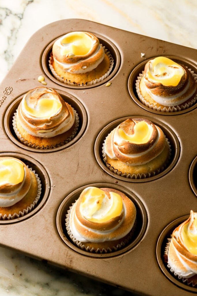 meringue toasted with culinary torch 