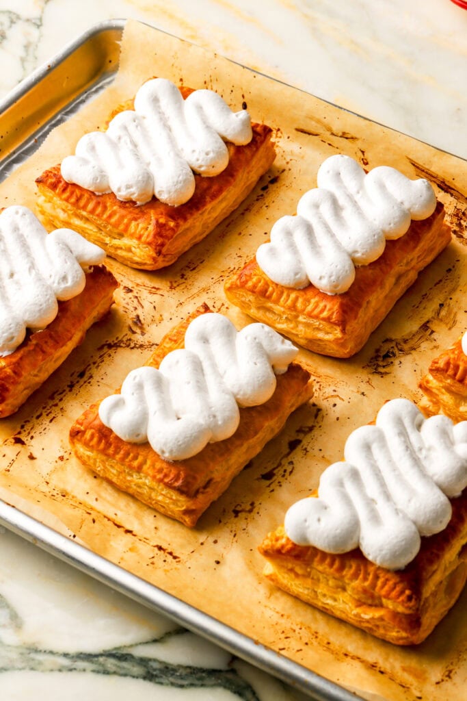 close toaster strudel topped with meringue
