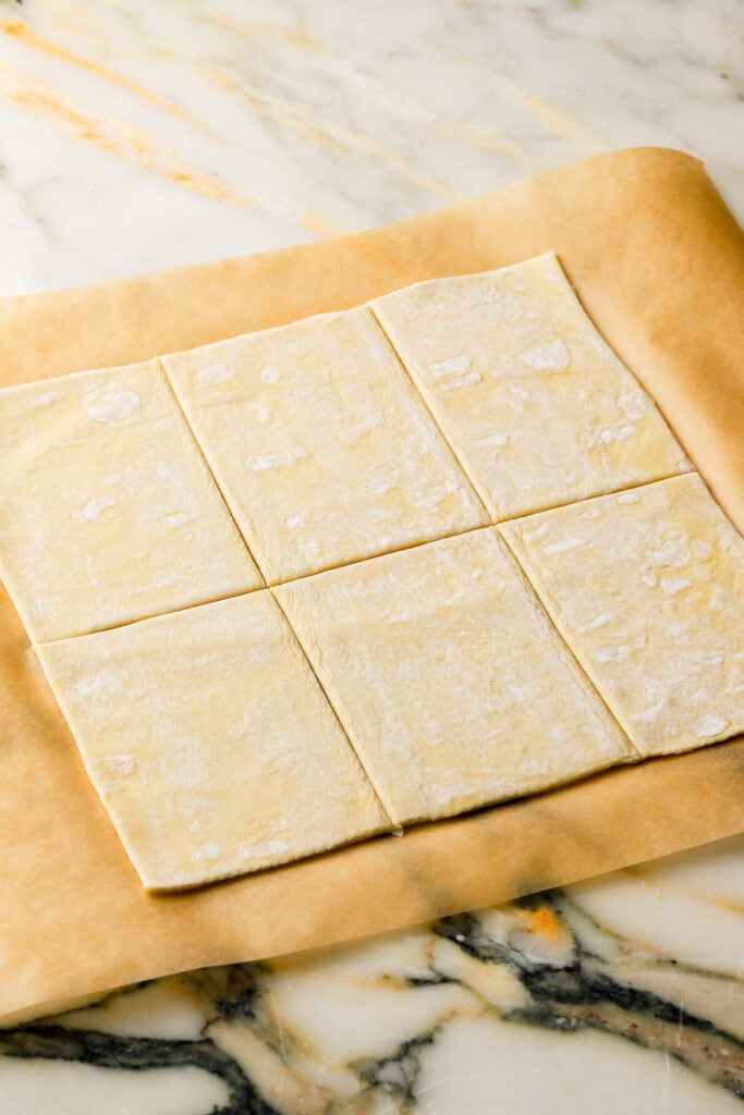 puff pastry sliced into rectangles