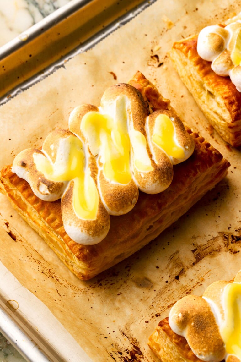 close up of lemon meringue toaster strudels