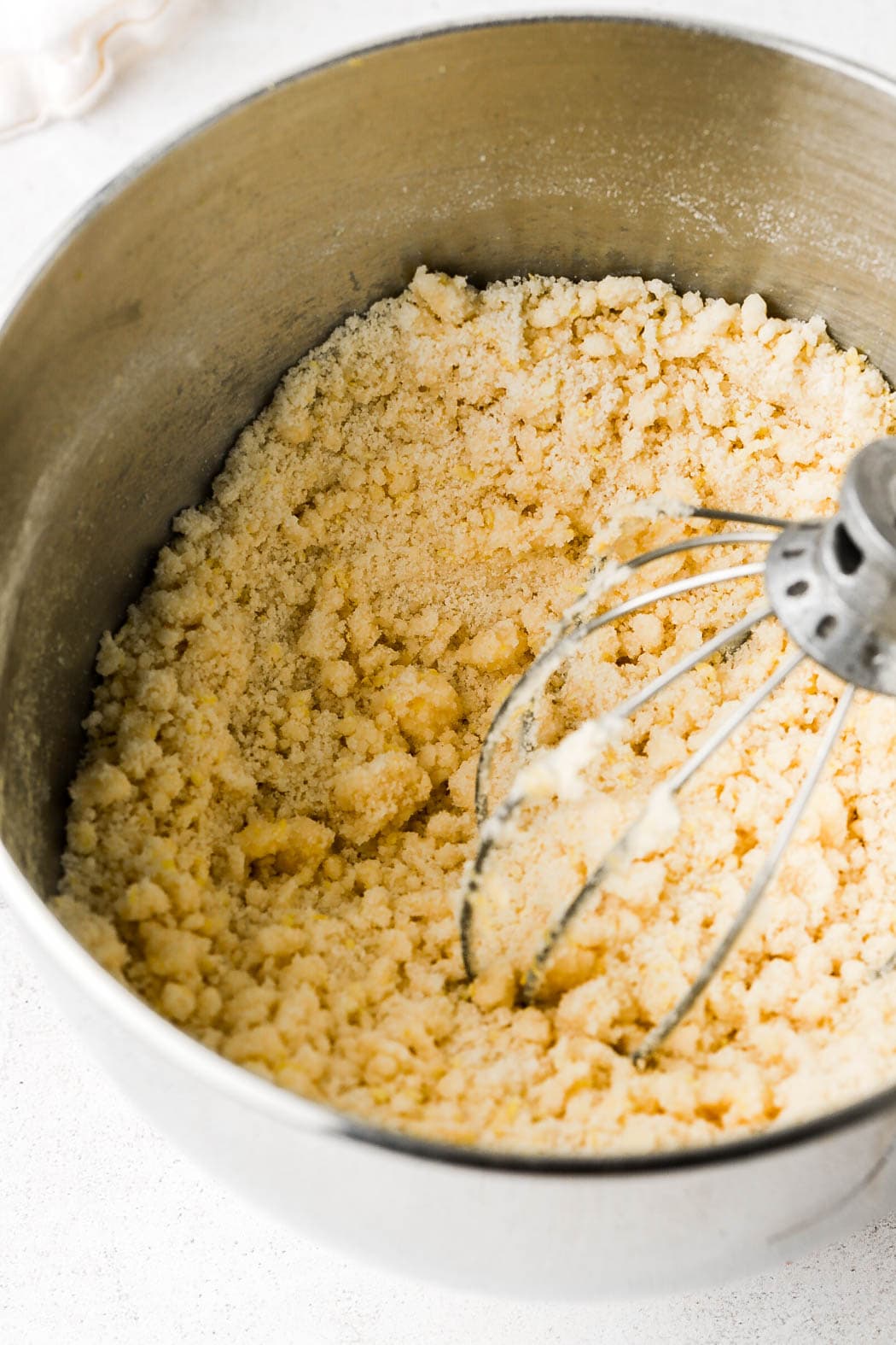 add the butter until it forms pea size chunks