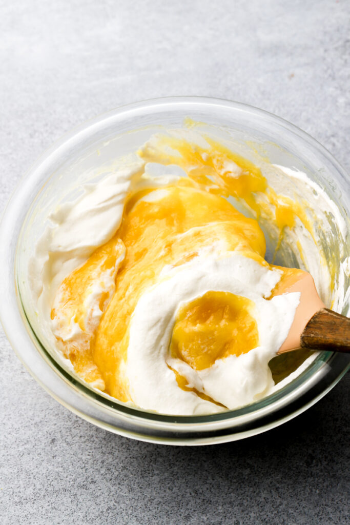 1/3 cream mixed into custard
