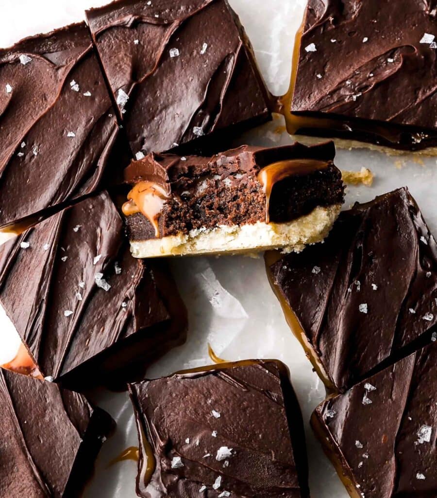 Millionaire Brownies with Dark Chocolate Ganache