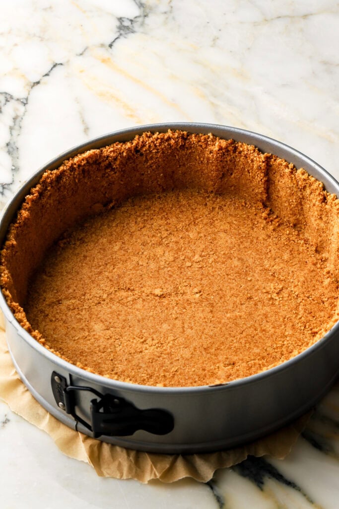 crust pressed into prepared pan